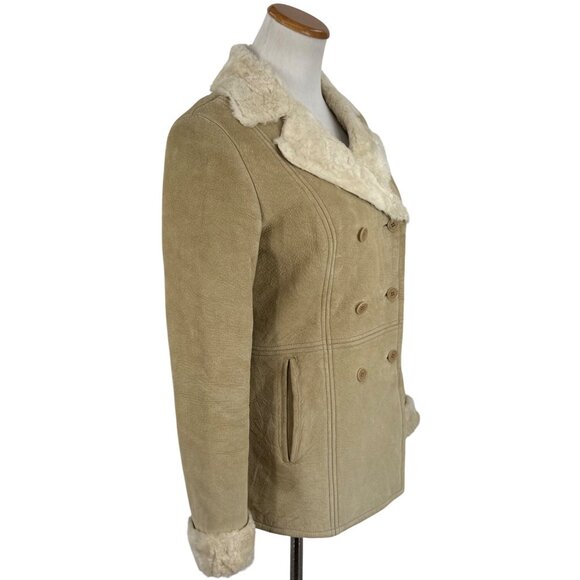 VTG Kenneth Cole Tan Suede Leather Fur Lined Penny Lane Afghan Coat | Boho Indie - Picture 6 of 16